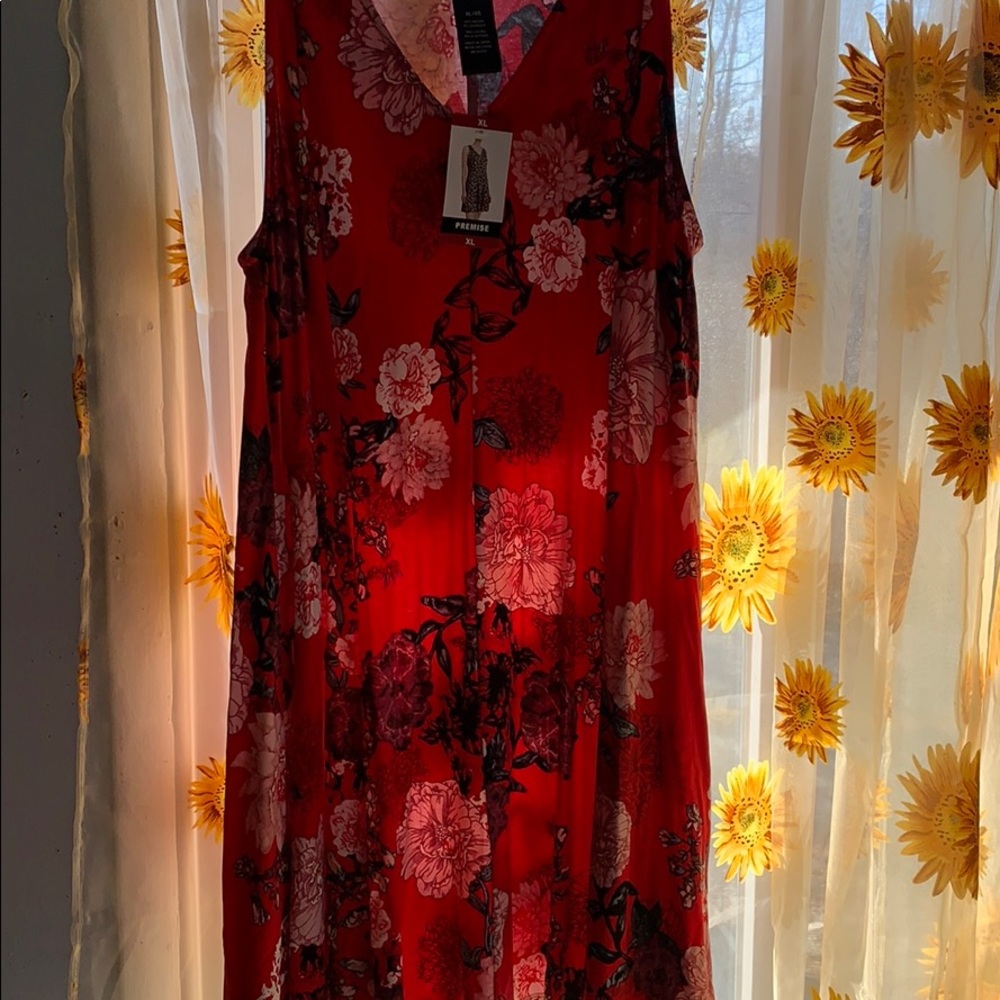 Red floral dress